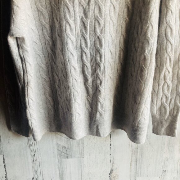 NWOT C by Bloomingdale's 100% Cashmere Grandpa Cardigan M Cable Knit Gray - Picture 11 of 12